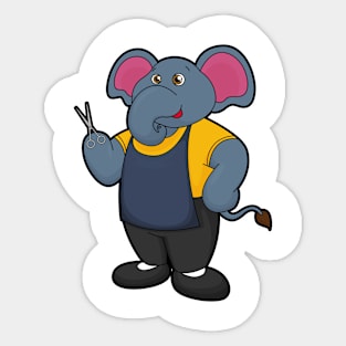 Elephant as Hairdresser with Scissors Sticker